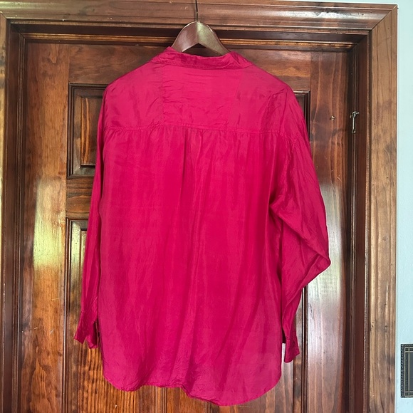 Vintage Silk Red Button-Up Blouse - Picture 3 of 4